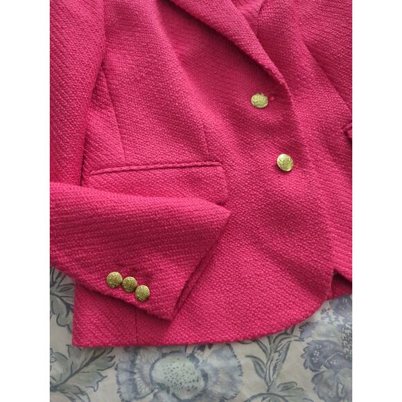 J Crew Fuschia Tweed School Boy Blazer NWT - Picture 3 of 6